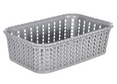 Heart Home Multiuses Large & Small Size M 20-15 Plastic Basket/Organizer Without Lid- Pack of 4 (Grey) -46HH0139