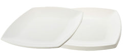 Kuber Industries 4 Pieces Unbreakable Virgin Plastic Square Microwave Safe Dinner Plates (White) - CTLTC44468