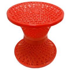 Fun Homes Mesh Design Both Sided Plastic Sitting Stool for Indoor & Outdoor in Damroo Style- Pack of 2 (Orange)