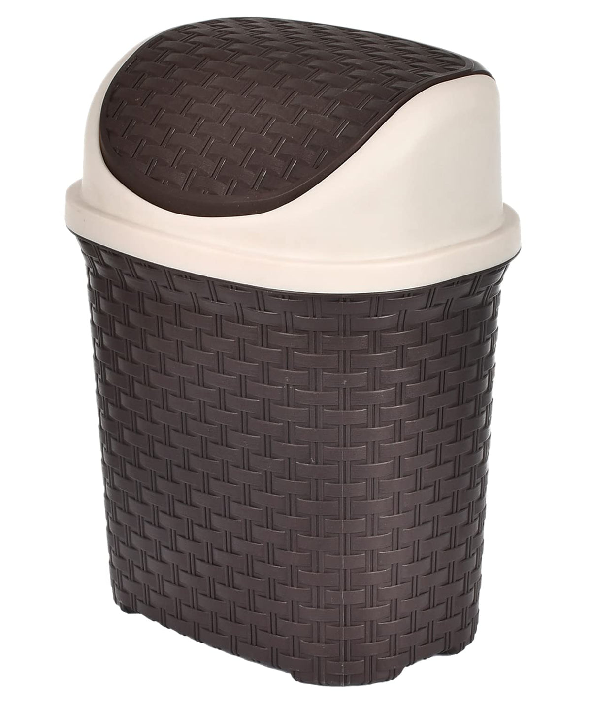 Heart Home Multiuses Plastic Dustbin For Home, Kitchen, Office, Bathroom With Swing Lid 7 Litre (Brown)-47HH0706