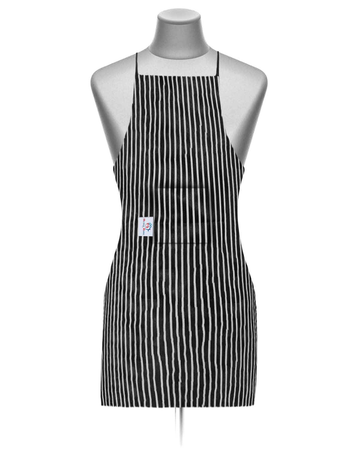 Heart Home Linning Printed Apron with 1 Front Pocket (Black & White)-50HH0735