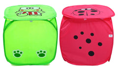 Heart Home Printed Polyster Foldable Laundry Organiser With Lid & Handles- Pack of 2 (Multicolor)-HS43HEARTH25855