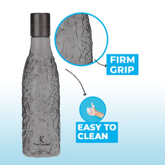 Kuber Industries BPA-Free Plastic Water Bottle | Leak Proof, Firm Grip, 100% Food Grade Plastic Bottles | For Home, Office, School & Gym | Unbreakable, Freezer Proof, Fridge Water Bottle | Pack of 6 - Black