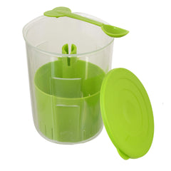 Kuber Industries 2 Pieces Oil Less Plastic Pickle Container,Dinning Table Storage Container for Chutney,Pickles,Achar,Spices,Jam,Ketchup Kitchen Storage,Jars,1000 Ml (Green)-KUBMARTK11359
