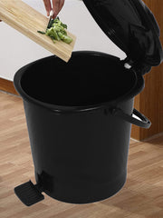 Kuber Industries Durable Plastic Pedal Dustbin|Waste Bin|Trash Can For Kitchen & Home With Handle,7 Litre,Pack of 2 (Black)