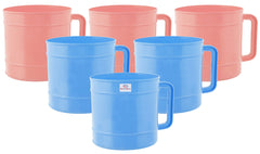 Heart Home Light Weight, Durable Plastic Bathing Mug for Bathroom Bath Accessory, 1 Ltr., Pack of 6 (Pink & Blue)