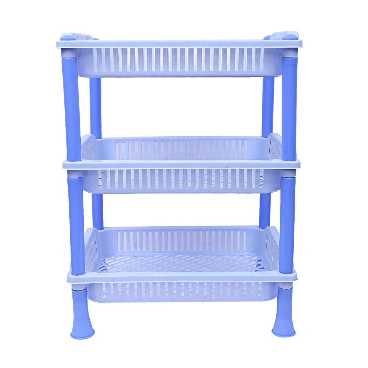 Kuber industries Plastic 3 Layer Multi-Purpose Kitchen Storage Basket Rack (Blue)-CTKTC25247