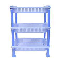 Kuber industries Plastic 3 Layer Multi-Purpose Kitchen Storage Basket Rack (Blue)-CTKTC25246
