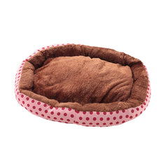 Kuber Industries Dog & Cat Bed|Soft Plush Top Pet Bed|Oxford Cloth Polyester Filling|Medium Washable Dog Bed|Circular Cat Bed with Rise-Edge Pillow|QY039PC-M|Pink & Coffee