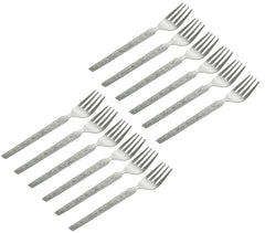 Kuber Industries 6-Piece Stainless Steel Dinner Forks, Extra-Fine Dessert Spoons for Home, Kitchen or Restaurant (Silver)