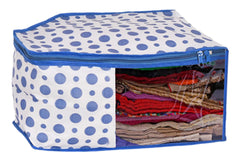 Kuber Industries Dot Printed Foldable, Lightweight Non-Woven Blouse Cover/Organizer With Tranasparent Window- Pack of 6 (Blue)-46KM0309