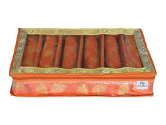 Heart Home Multipurpose Feather Design Laminated 6 Rod Bangle Box/Organizer/Case With Tranasparent Top - Pack of 2 (Orange)-47HH0167