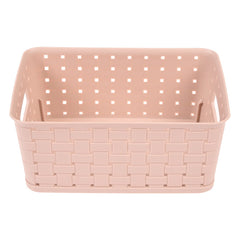 Kuber Industries BPA Free Attractive Design Multipurpose Small Trendy Storage Basket With Lid|Material-Plastic|Color-Beige|Pack of 2