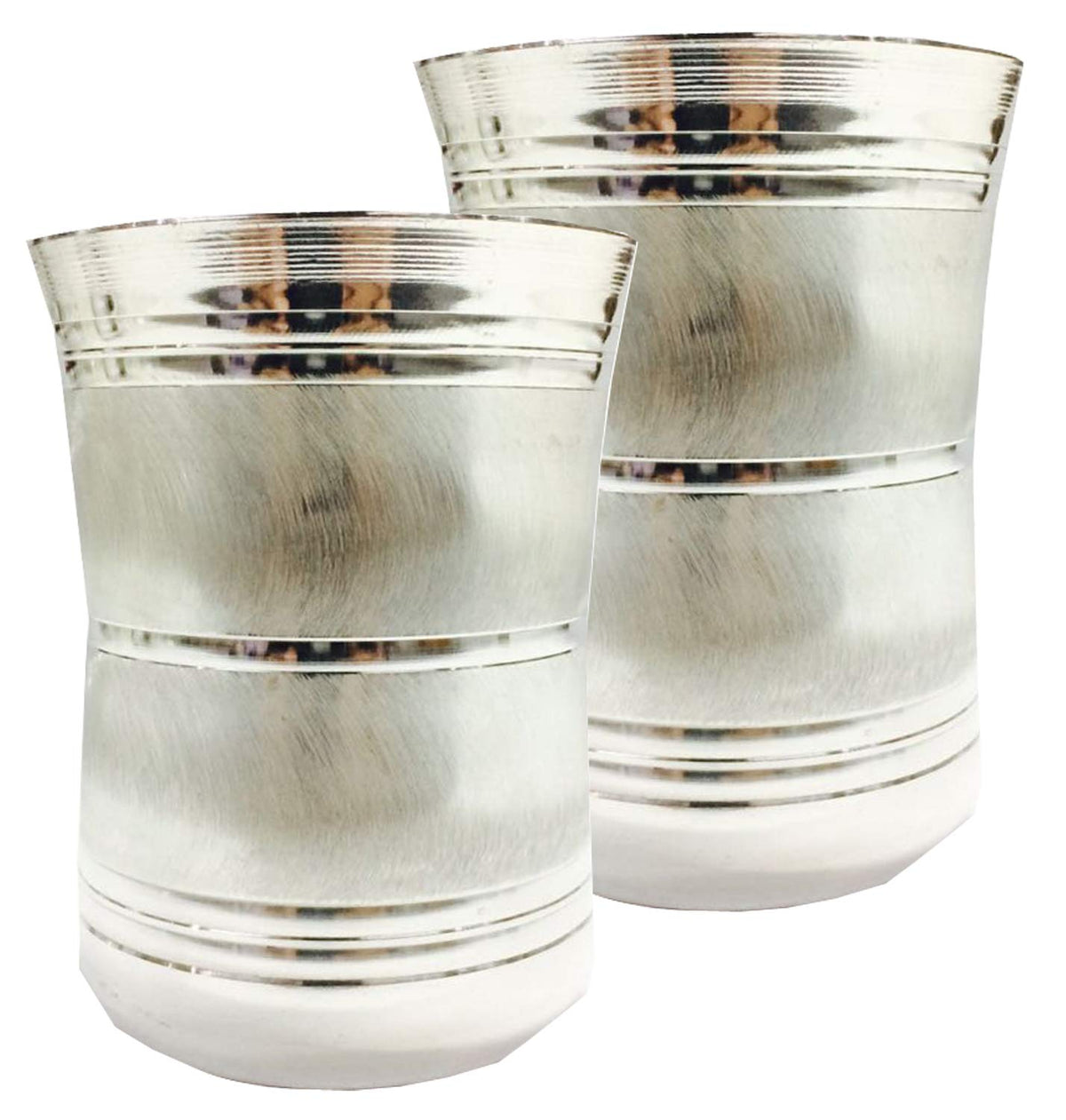 Kuber Industries Steel Drinking Water Glass (11 cm x 9 cm x 1 cm, Silver, Set of 2, CTKTC4464)