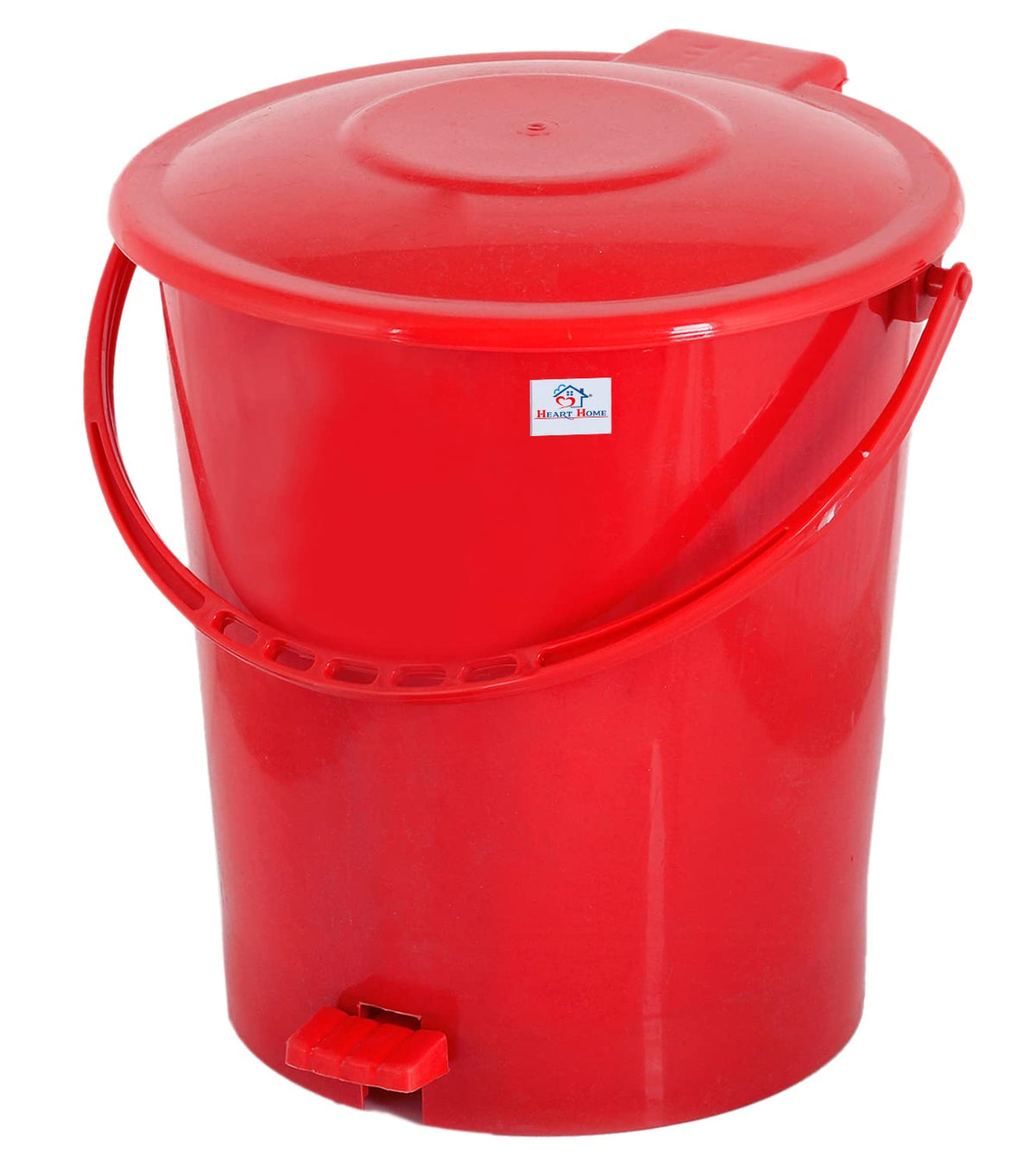Heart Home Plastic Pedal Dustbin, Trashbin, Wastebin For Kitchen, Bathroom, Office Use With Handle, 10 Liter (Red)-47HH0924