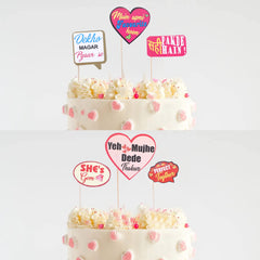 Heart Home Party Photo Props | Cardboard Cupcake Picks |Decorations Supplies for Farewell | Birthday Party | Theme Cupcake Topper | 45 Pieces | PP-8033 | Multicolor