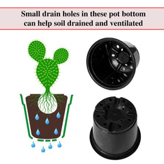 Kuber Industries Durable Plastic Flower Pot|Gamla with Drain Holes for Indoor Home Decor & Outdoor Balcony,Garden,6"x5",Pack of 5 (Black)