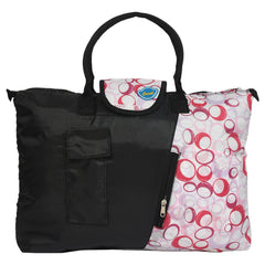 Kuber Industries Parachute Circle Print Shoulder Bag/Shopping Bag For Home & Travling With Handle Pack of 2 (Black) 54KM4191