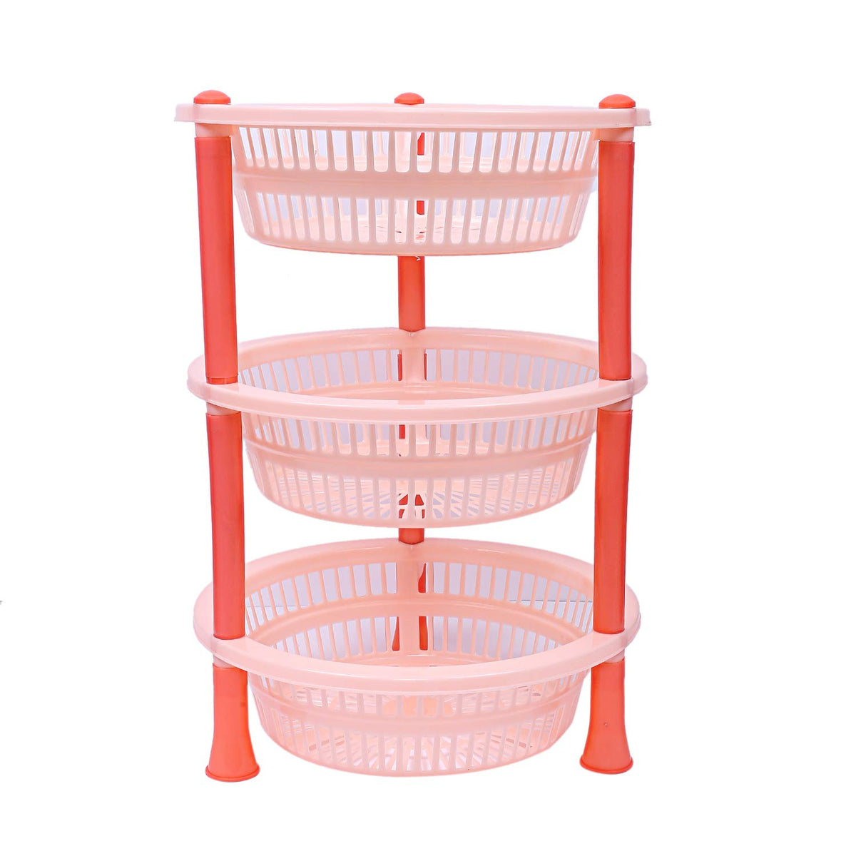 Kuber Industries Plastic 3 Layer Multi-Purpose Kitchen Storage Basket Rack (Beige)-CTKTC13196, Standard