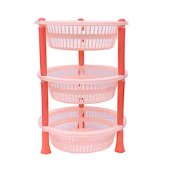 Kuber Industries Plastic 3 Layer Multi-Purpose Kitchen Storage Basket Rack (Beige)-CTKTC13196, Standard