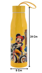 Heart Home Mickey Mouse & Friends Printed BPA Free Food Grade Insulated Water Bottle For Kids-600ml, Pack of 2(Yellow)