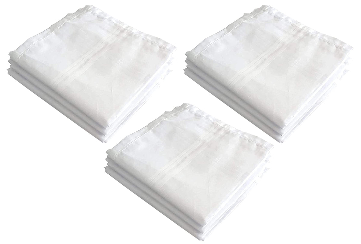 Kuber Industries 100% Cotton Premium Collection Handkerchiefs Hanky for Men, Set of 9 (White)