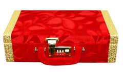 Kuber Industries Exclusive Wooden 1 Piece Two Rod Velvet Bangle Storage Box with Lock System (Maroon & Gold) - (CTLTC038882)