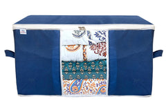 Heart Home Underbed Clothes Blankets Storage Bag With Tranasparent Window- Pack of 4 (Navy Blue)-HS_38_HEARTH21712