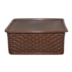 Heart Home Plastic 2 Pieces Small Size Multipurpose Solitaire Storage Basket with Lid (Multi) -CTLTC10895 CTHH12368,standard