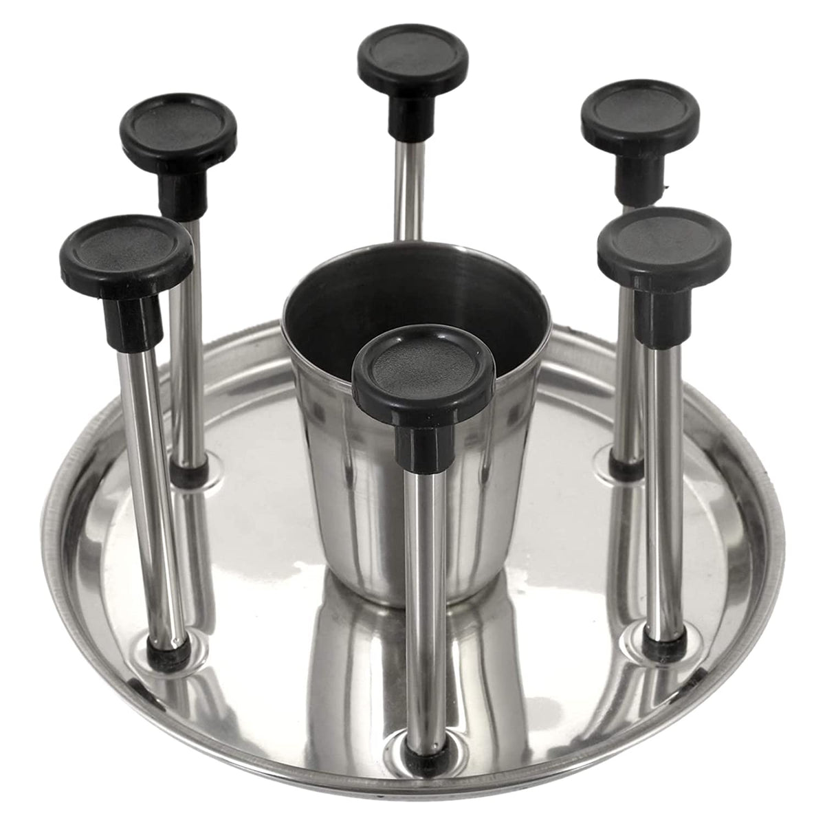 Kuber Industries Stainless Steel Glass Holder & Spoon Organizer (Silver)