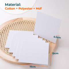 Urbane Home Blank Cotton Canvas Boards for Painting "15x15" CM Pack of 6 (White)