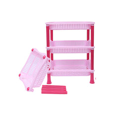 Kuber industries Plastic 2 Pieces 4 Layer Multi-Purpose Kitchen Storage Basket Rack (Pink)-CTKTC13277