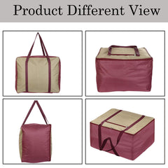 Kuber Industries Large Lightweight Foldable Multipurpose Storage bag, Cloth Organiser, Travel Bag With Zippered Closure And Handle (Brown & Maroon)-HS43KUBMART26700