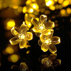 Kuber Industries 28 Led Direct Plug Crystal Flower Designer 10 Meter String Light for Festivals and Home Decoration, Yellow-DECOR612