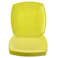 Kuber Industries 6 Pieces Unbreakable Virgin Plastic Square Microwave Safe Dinner Plates (Green) - CTLTC44477