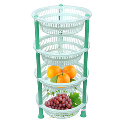 Heart Home Plastic 4-Tier Multi-Purpose Round Storage Basket, Organizer, Shelf Rack (Green)-50HH01715