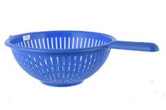 Heart Home Plastic Strainer Colander with Long Handle Use for Pasta, Noodles, Spaghetti, Vegetables and More (Blue)-Pack of 2-HHEART15123