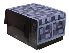 Kuber Industries 3D Checkered Design PVC Microwave Oven Top Cover 20 Liter with Utility 4 Pockets (Grey) - CTKTC40655