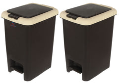 Heart Home 6.5 Ltr Plastic Push & Pedale Dustbin For Home, Kitchen, Office And Bathroom Garbage With Lid,Set of 2 (Black & Cream)