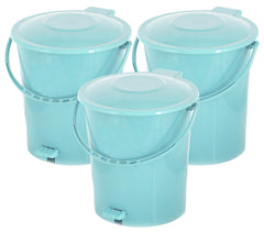 Kuber Industries 3 Pieces Plastic Dustbin Garbage Bin with Handle, 10 Liters (Light Green) - CTKTC034658