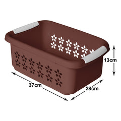 Heart Home Multipurpose Rectangle Shape Plastic Storage Basket for Kitchen, Fruit Basket, Office Table, Storage Organizer Medium (Brown)