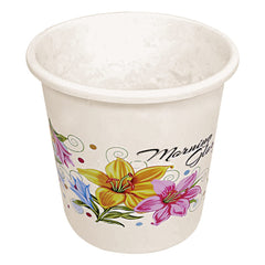 Heart Home Printed 2 Pieces Unbreakable Virgin Plastic Multipurpose Bucket & Dustbin Set (White)