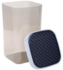 Kuber Industries Check Deisgn Lid Multi Purpose Plastic Container,2000ml, Set of 6 (White & Grey)