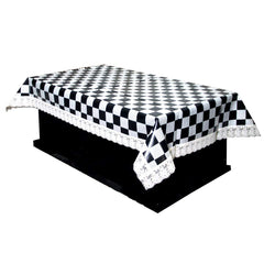 Kuber Industries Waterproof Chess PVC 4 Seater Center Table Cover - Cream & Black