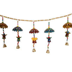 Kuber Industries Handcrafted Kalash Toran|Umbrella Hanging Bandarwal|Door Hanging Windchime for Diwali & Home Décor,Pack of 2 (Multicolor)