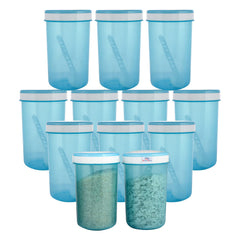Heart Home Containers Set for Kitchen|BPA-Free Plastic 1500 ML Storage Containers Set with Spoon for Kitchen|Pack of 12 (Sky Blue)