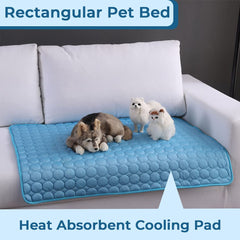 Kuber Industries Rectangular Dog & Cat Bed|Premium Cool Ice Silk with Polyester with Bottom Mesh|Multi-Utility Self-Cooling Pad for Dog & Cat|Light-Weight & Durable Dog Bed|ZQCJ001B-L|Blue