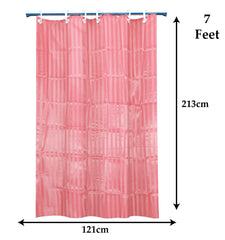 Heart Home 7 Feet PVC Shower Curtain/AC Curtain for Bathroom, Living Room with 8 Hooks Pack of 2 (Pink) 52HH4100