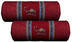 Kuber Industries Dancing Women with Designer Border Cotton Diwan Set with 8 Pieces (Maroon), (Model: HS_37_KUBMART019583), Full