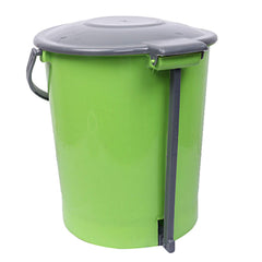Kuber Industries Plastic Dustbin Garbage Bin with Handle, 10 Liters (Green & Grey) - CTKTC22825
